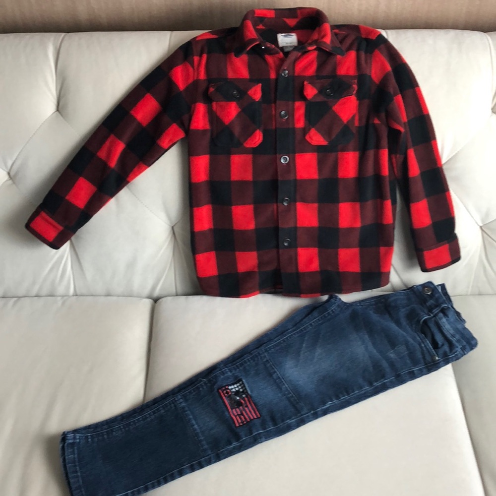 Boys jeans and fleece shirt